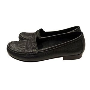 ANTONIO MELANI Black Pebbled Leather Loafers Classic Office Women’s Size 8.5